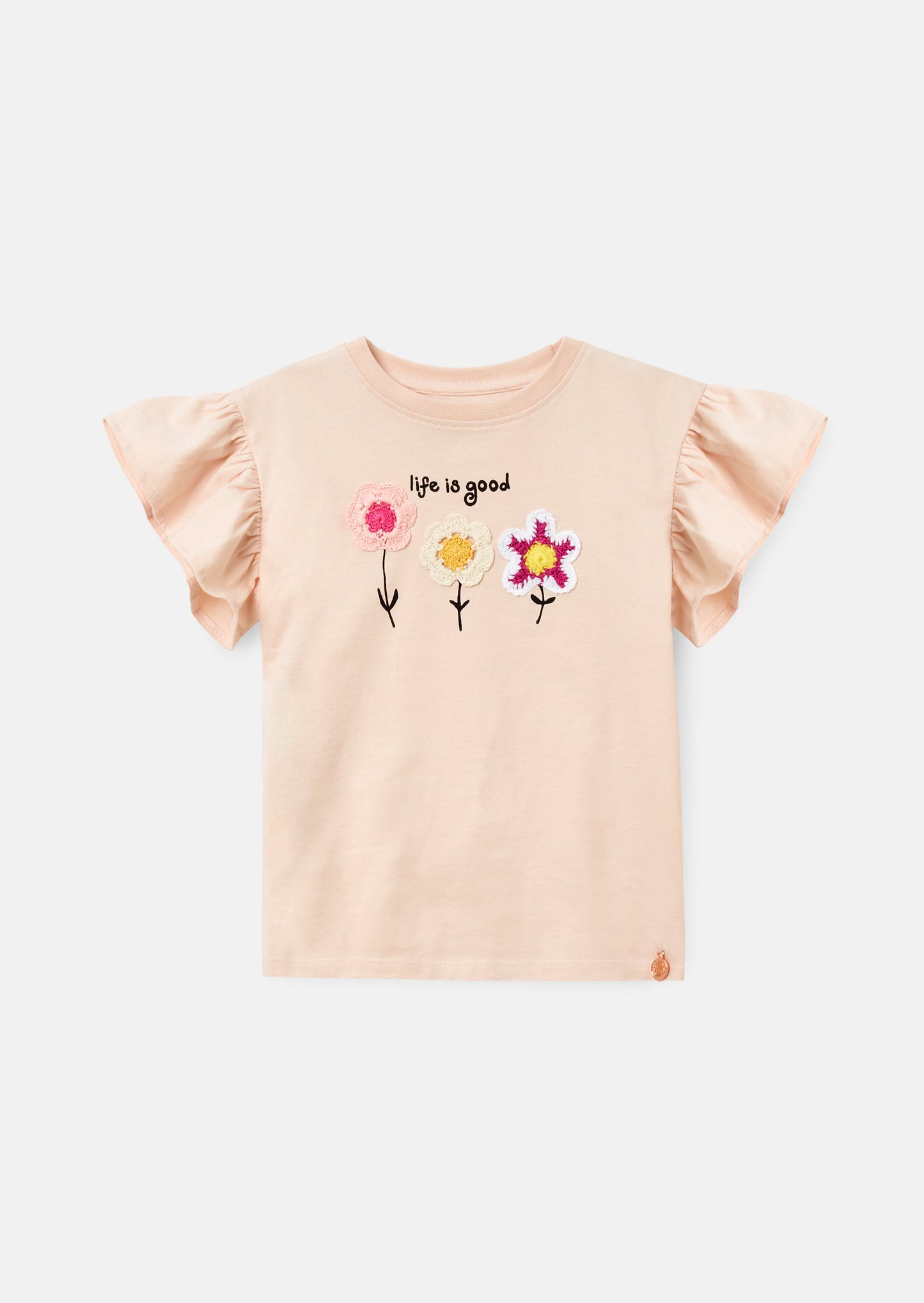 Clara Orange Crochet Flower T Shirt