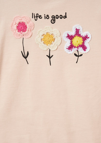 Clara Orange Crochet Flower T Shirt