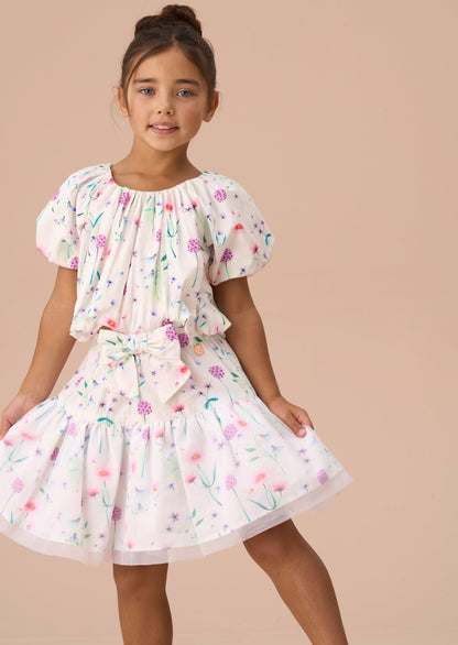 Perla White Bubble Hem Top