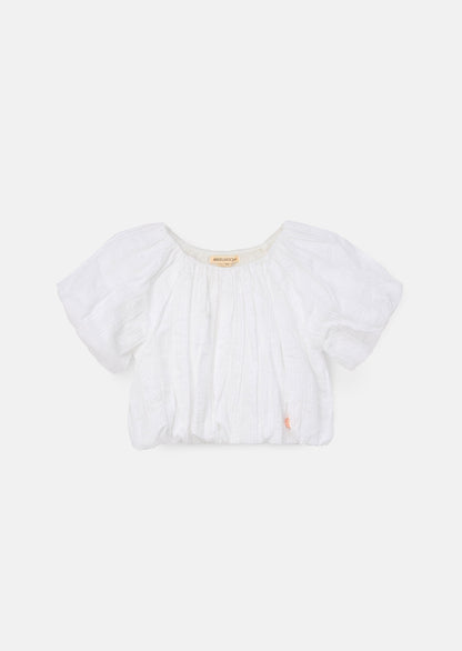Michela White Bubble Hem Top