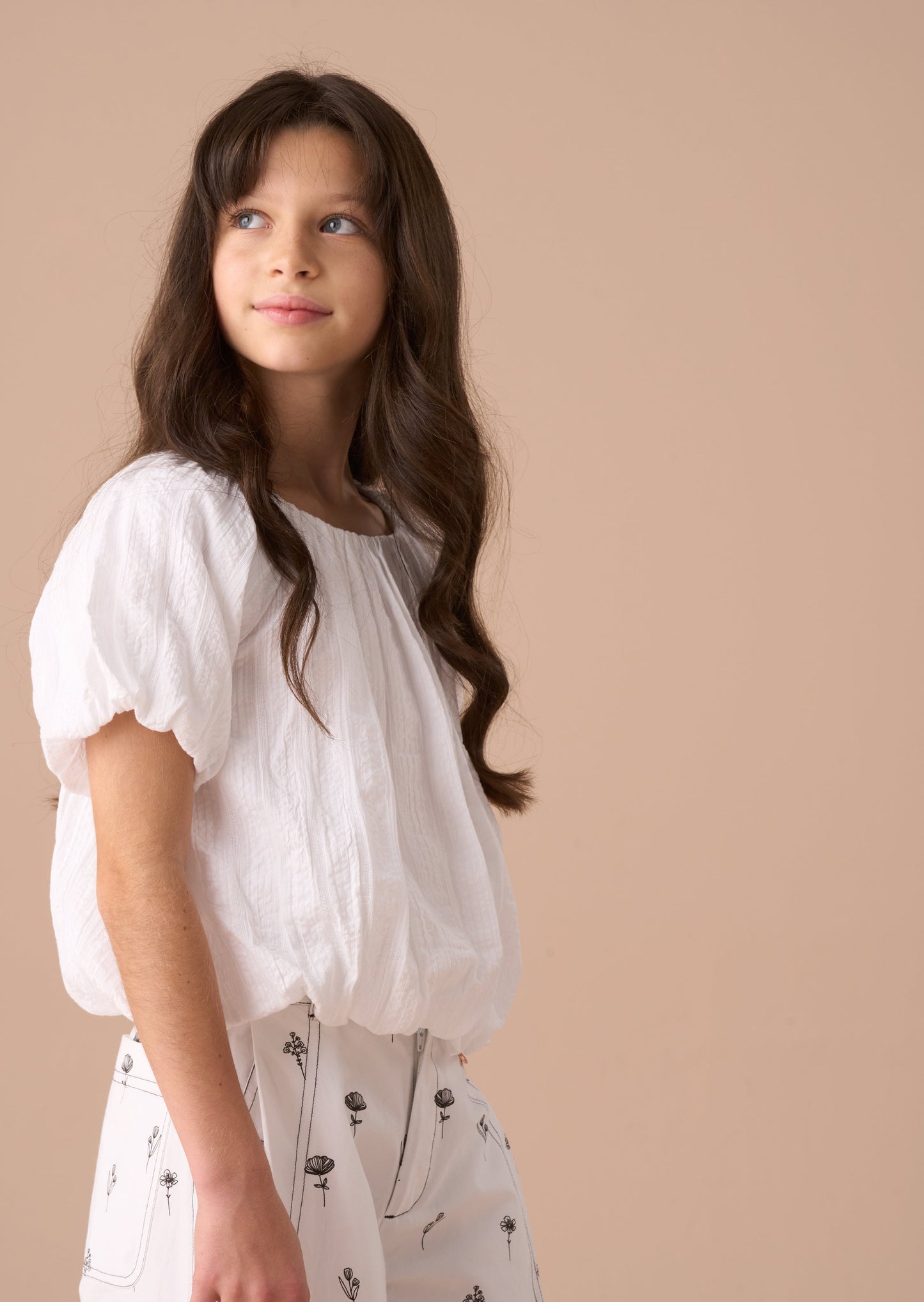Michela White Bubble Hem Top