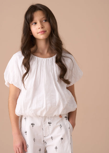 Michela White Bubble Hem Top