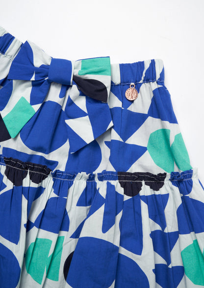 Corina Blue Print Tiered Skirt