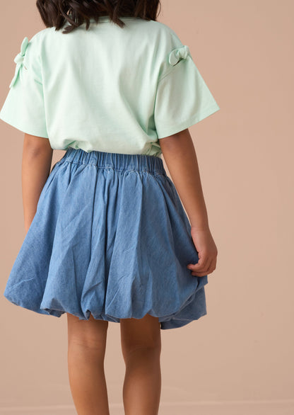 Annie Blue Bubble Hem Denim Skirt