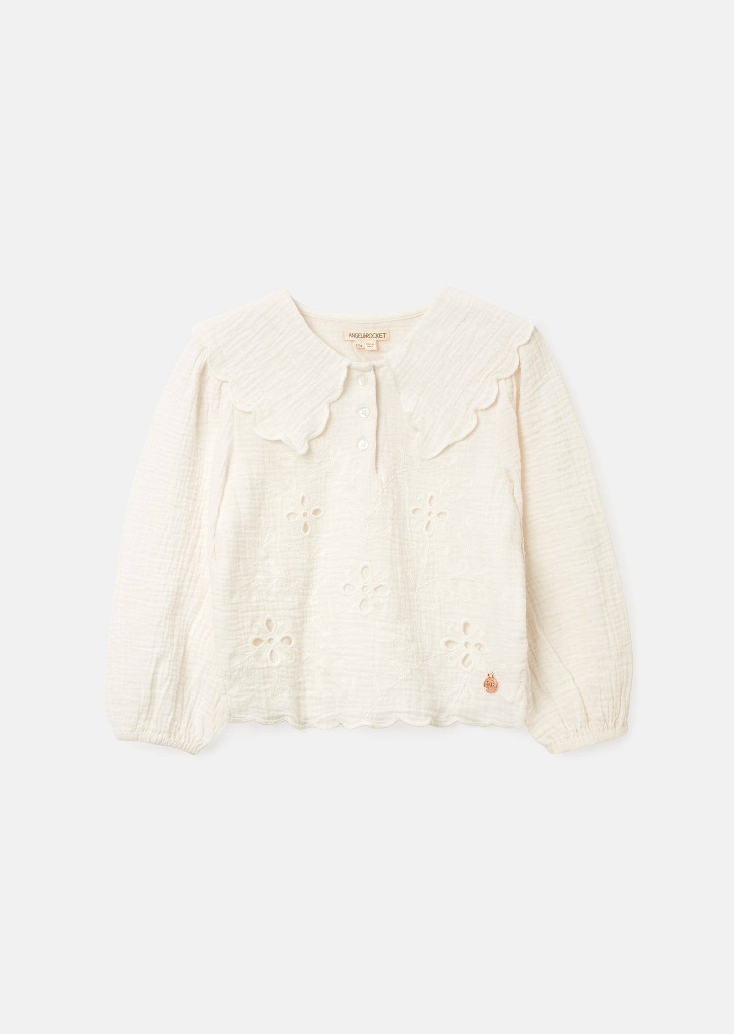 Emma Ivory Cape Collar Embroidered Top