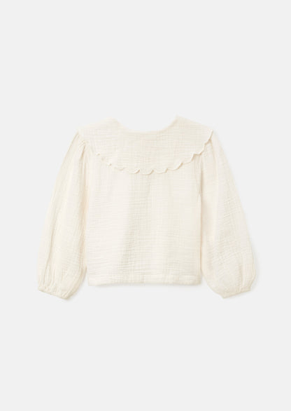 Emma Ivory Cape Collar Embroidered Top
