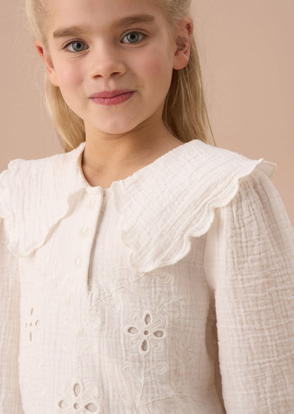 Emma Ivory Cape Collar Embroidered Top