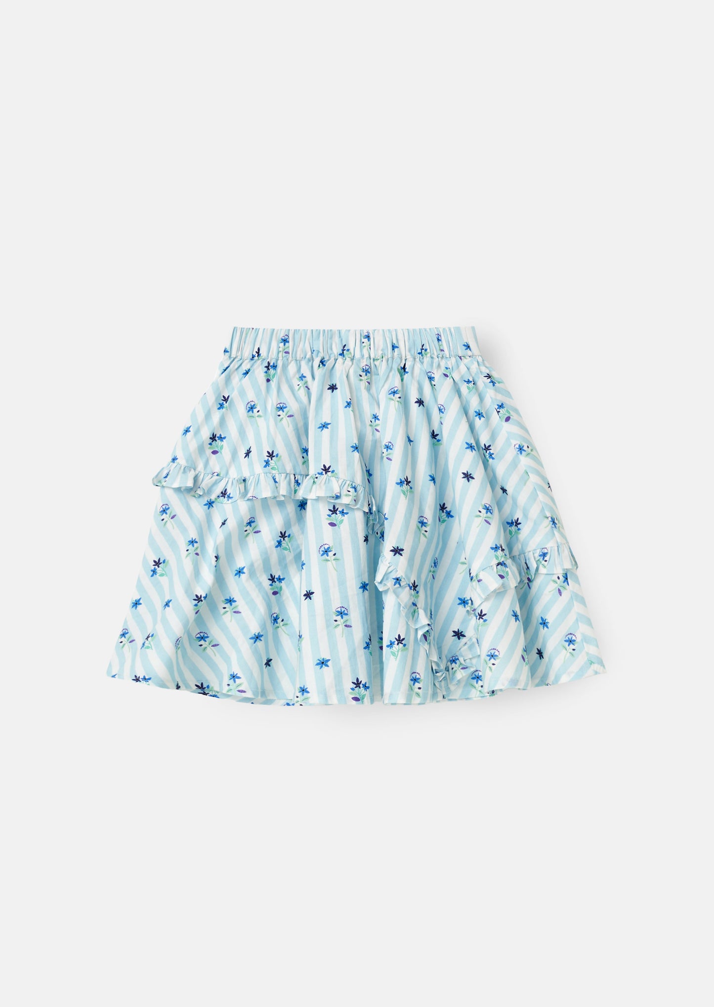 Pia Blue Print Frill Skirt