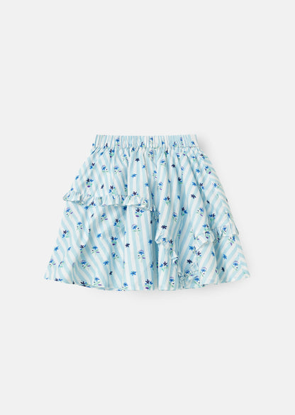 Pia Blue Print Frill Skirt