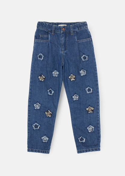 Mollie Blue Star Applique Barrel Fit Jean
