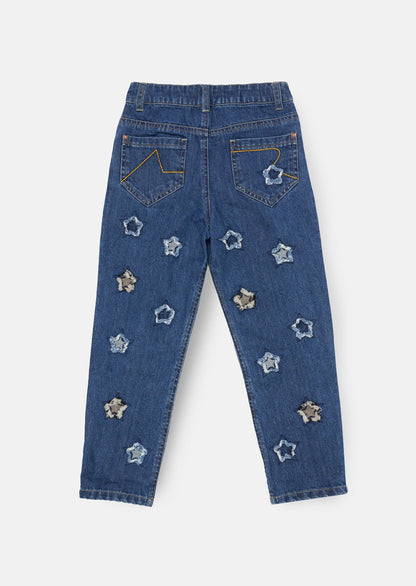 Mollie Blue Star Applique Barrel Fit Jean