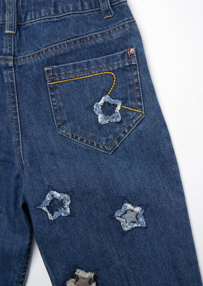Mollie Blue Star Applique Barrel Fit Jean