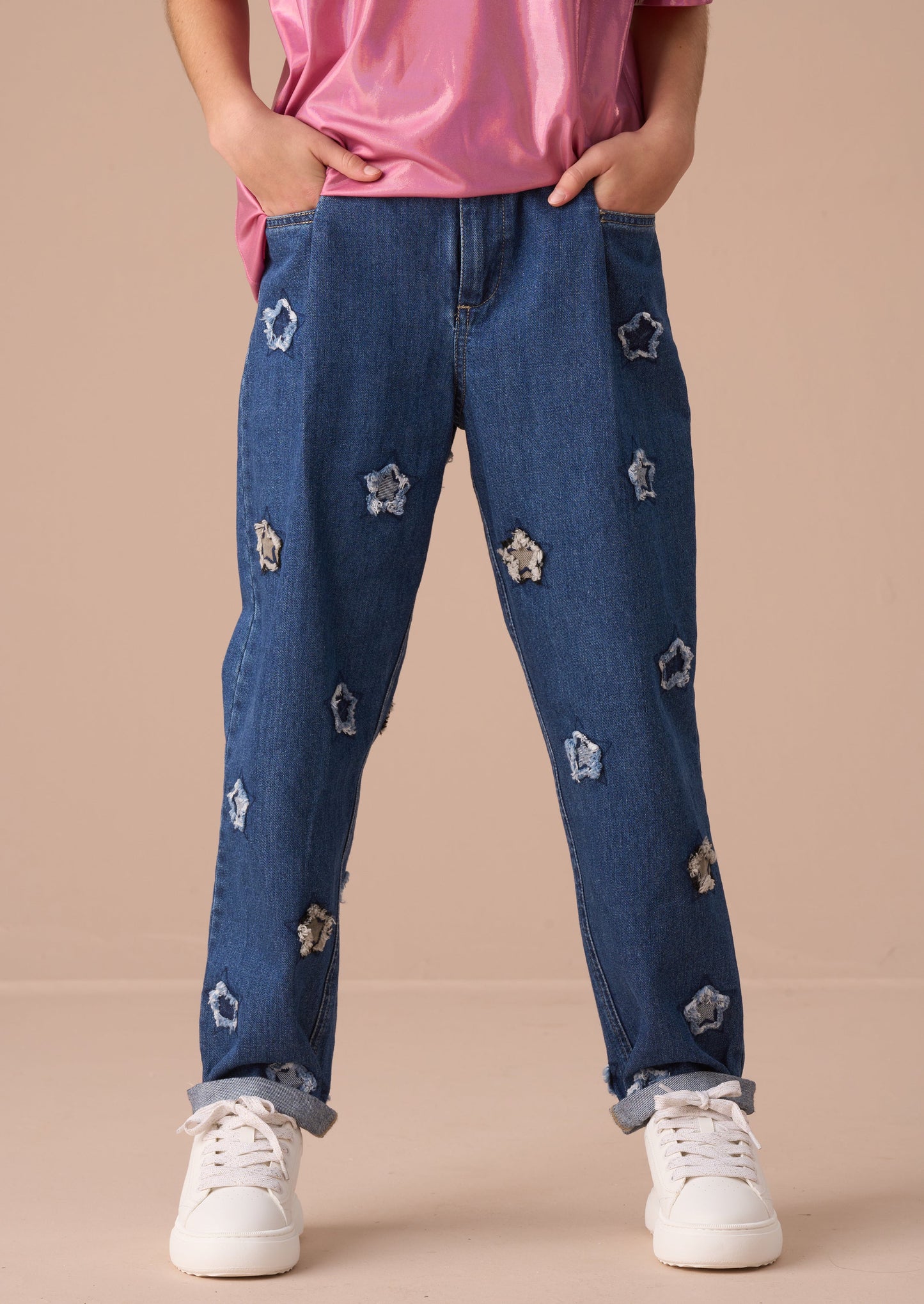 Mollie Blue Star Applique Barrel Fit Jean
