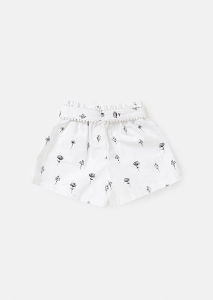 Raya Ivory Printed Poplin Shorts