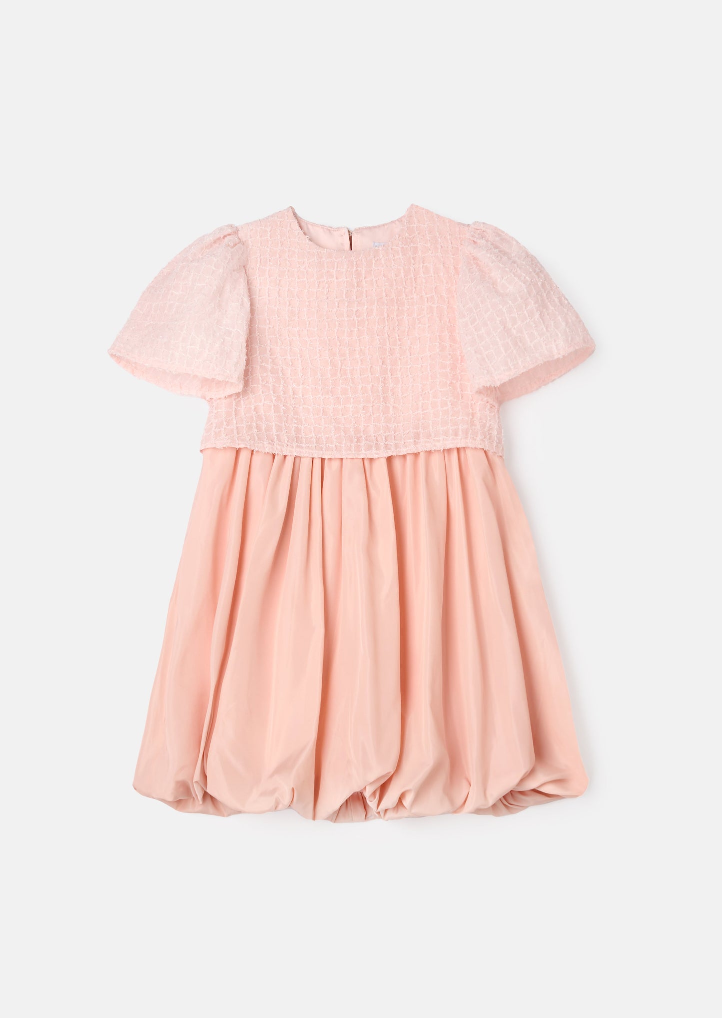 Ottilie Pink Bubble Hem Angel Sleeve Dress