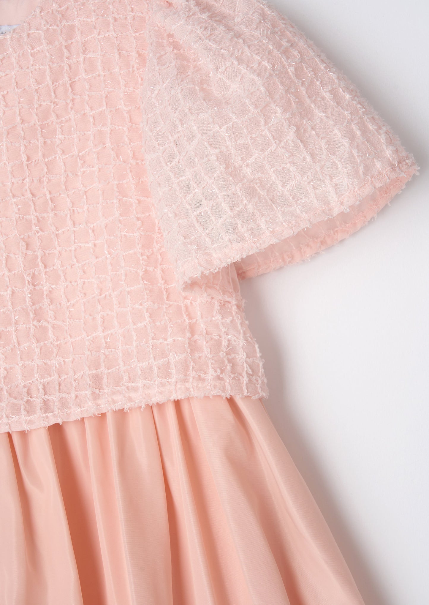 Ottilie Pink Bubble Hem Angel Sleeve Dress