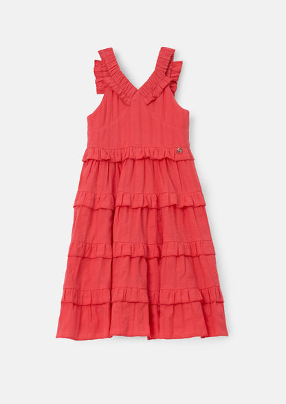 Marie Coral Tiered Frill Dress