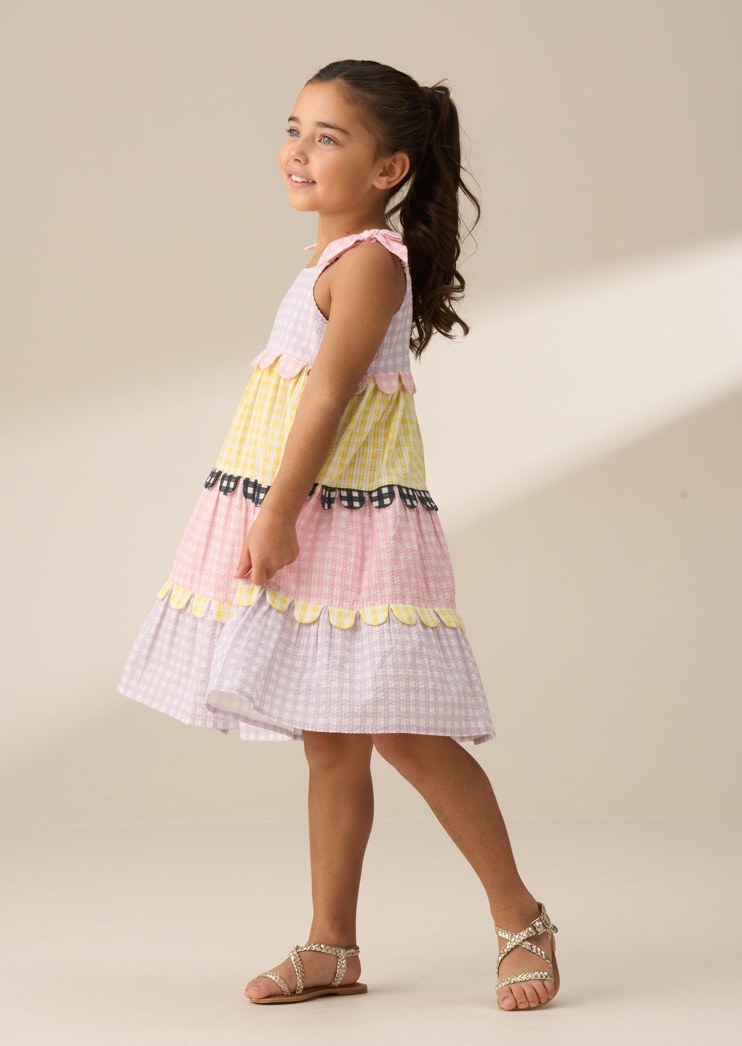 Bianka Multi Mixed Check Tiered Sundress