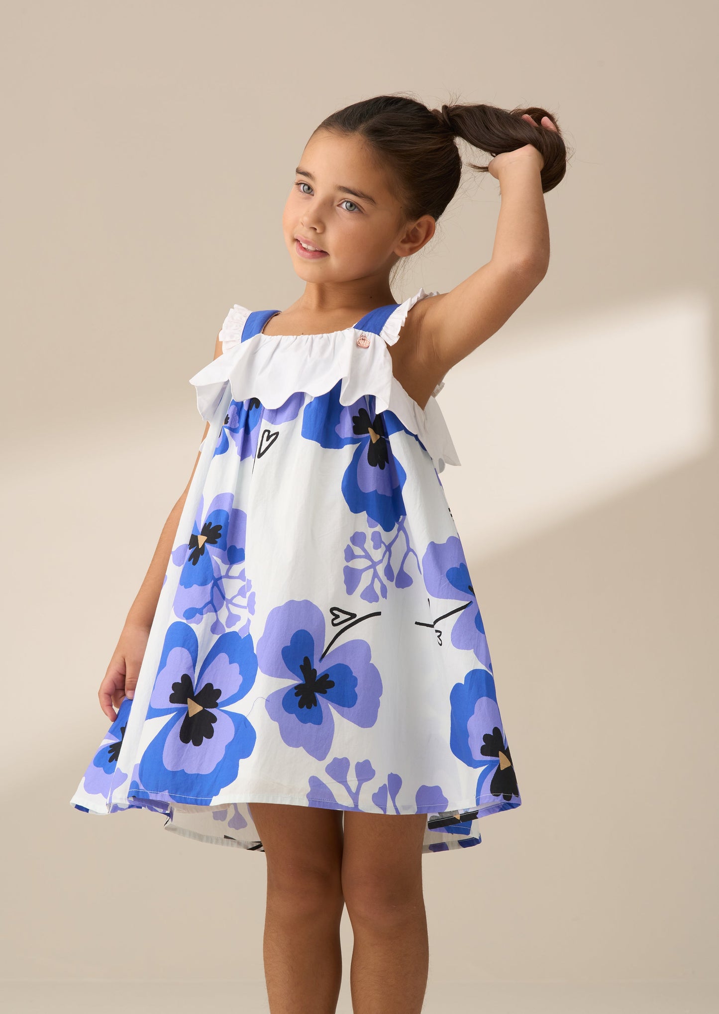 Leonie Blue Pansy Print Dress