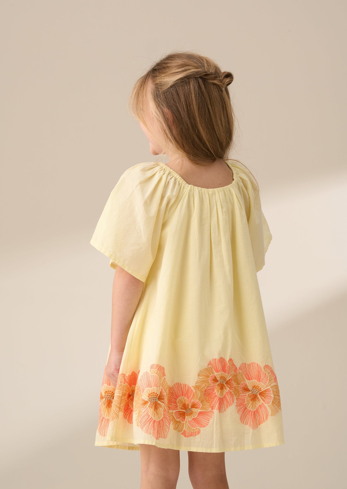 Coletta Yellow Embroidered Swing Dress