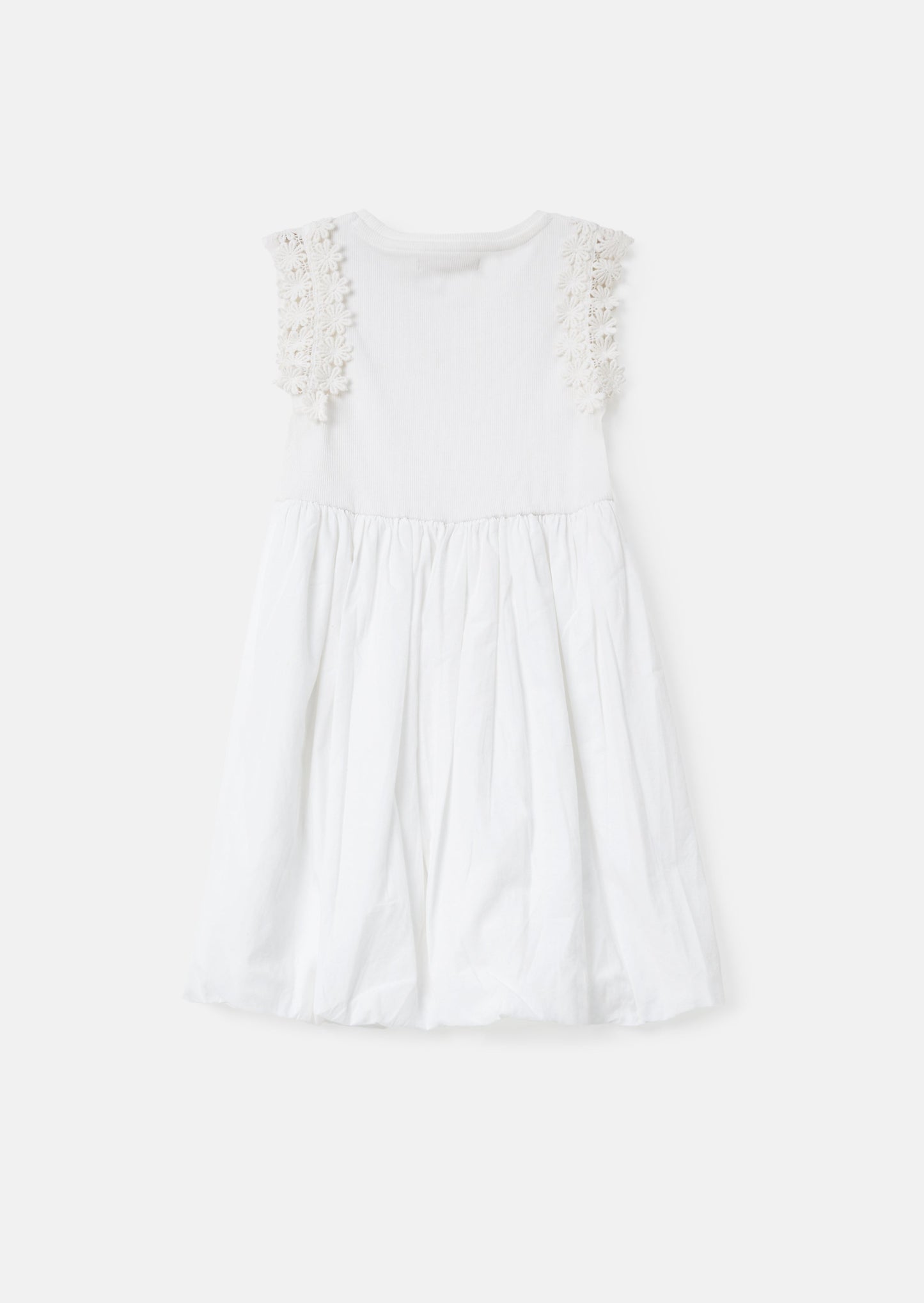 Jess White Bubble Hem Flower Dress