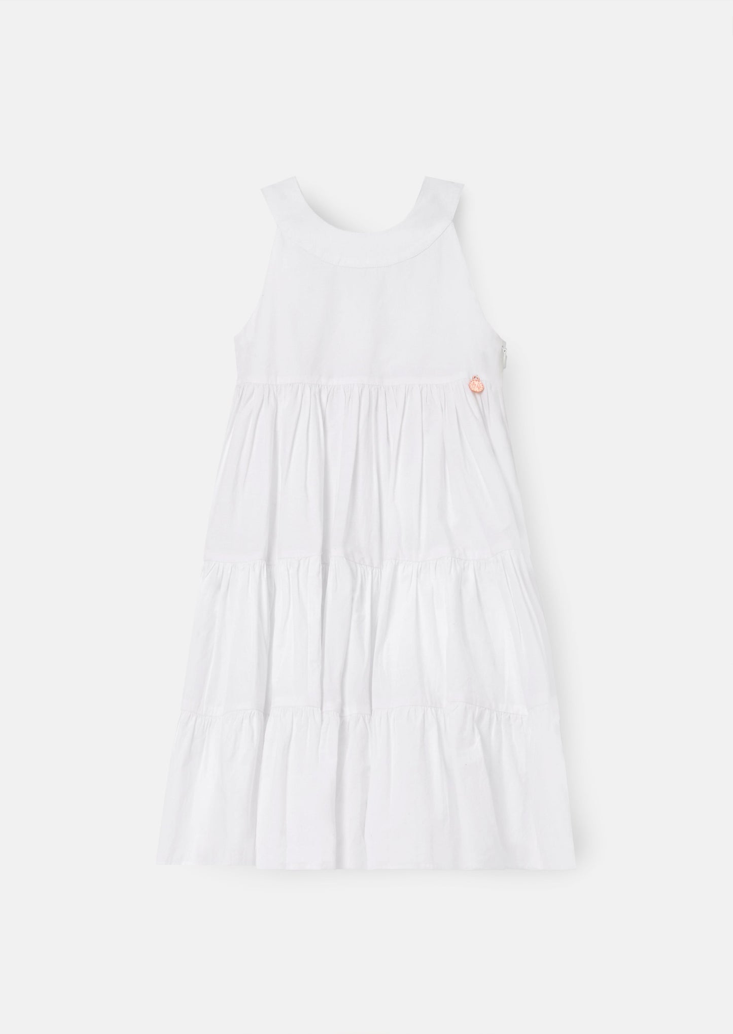 Demi White Tiered Bow Back Dress