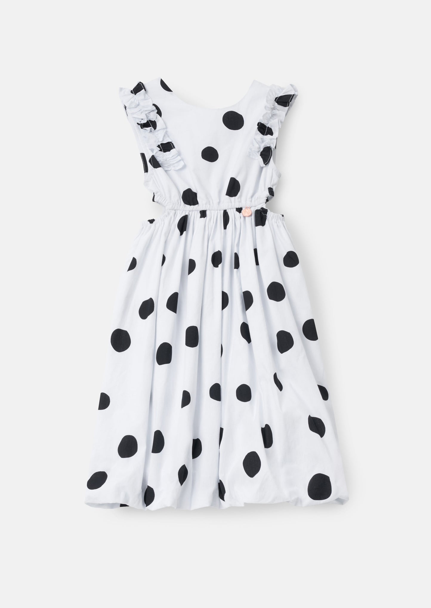 Amari White Spotty Bubble Hem Dress