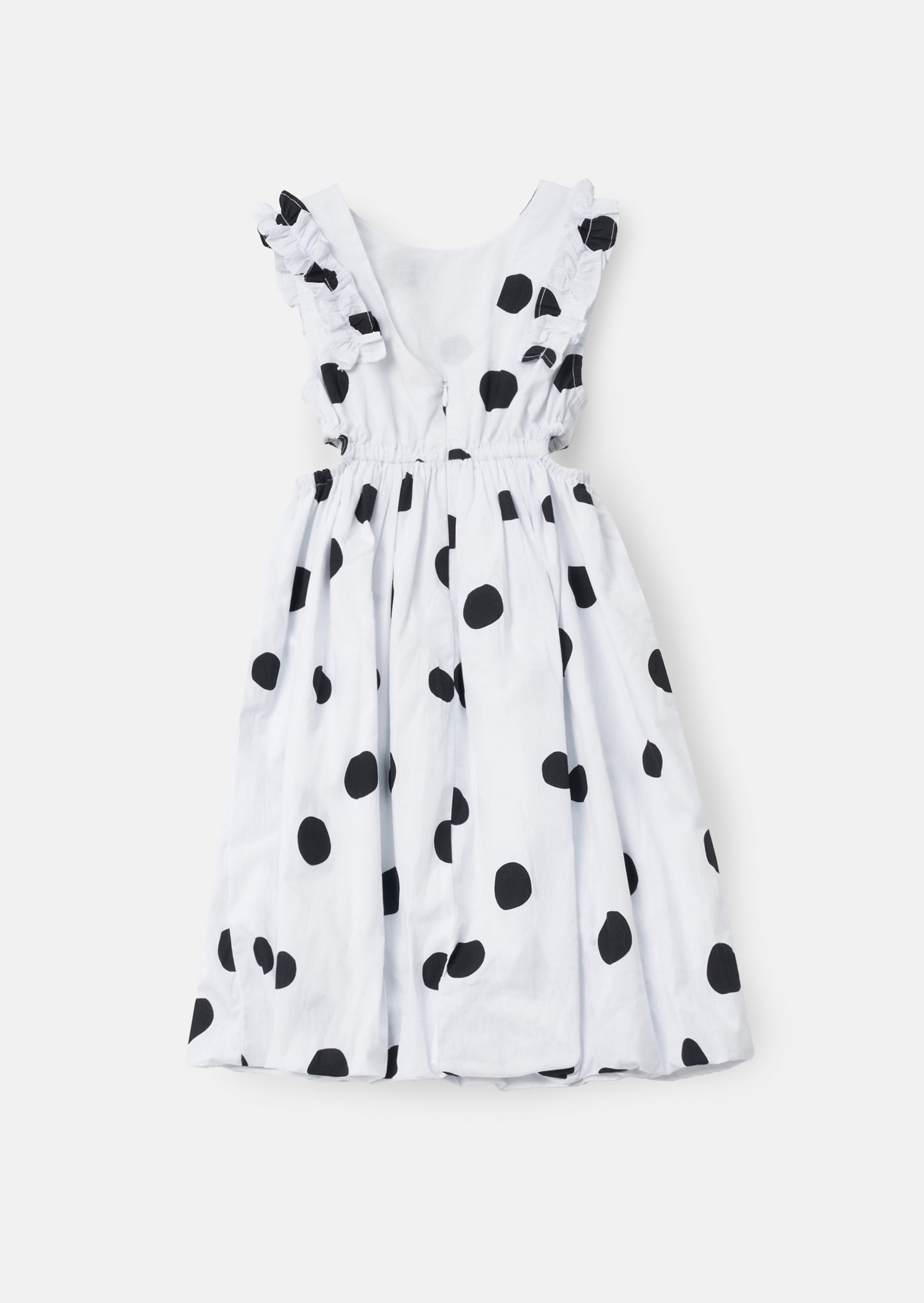 Amari White Spotty Bubble Hem Dress