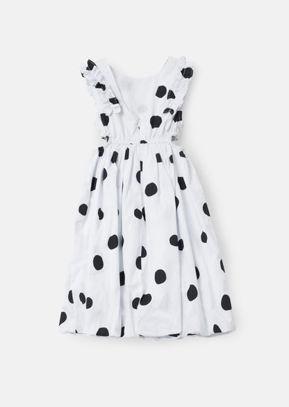 Amari White Spotty Bubble Hem Dress