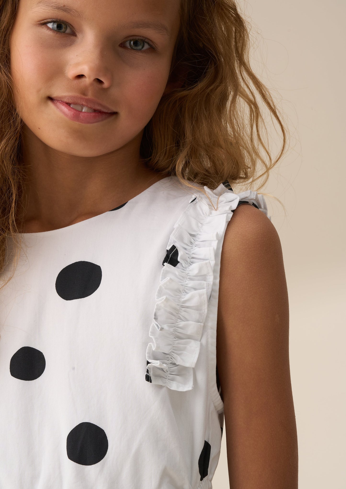 Amari White Spotty Bubble Hem Dress