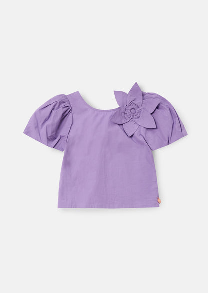 Roxie Purple Corsage Woven Top