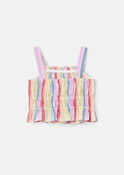 Faye Multi Stripe Shirred Top