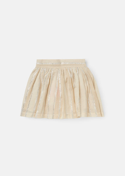 Ellie Cream Metallic Stripe Skort