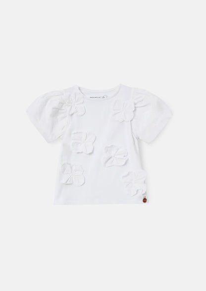 Bloom White Flower Applique Tee