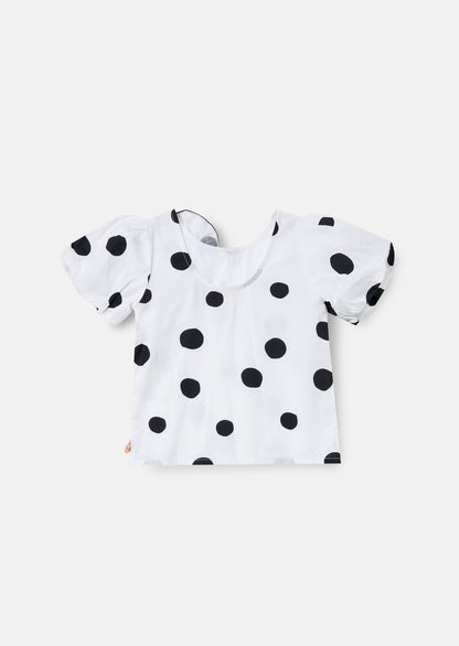 Amari White Spotty Corsage Top