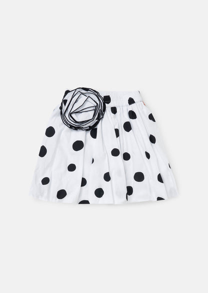 Amari White Spotty Bubble Hem Skirt