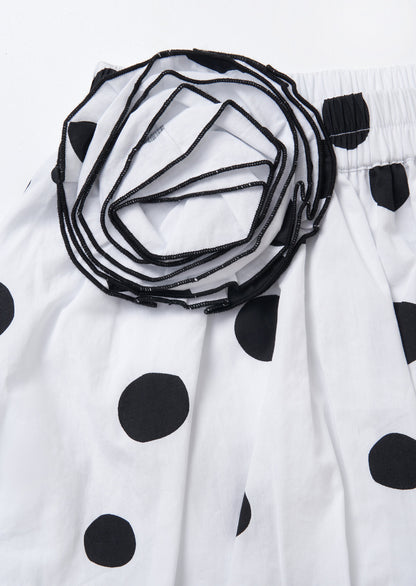 Amari White Spotty Bubble Hem Skirt