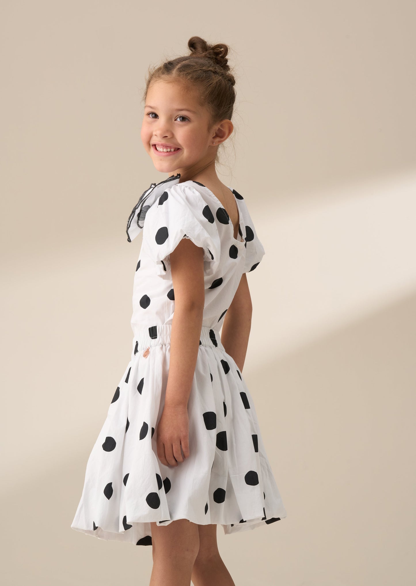 Amari White Spotty Bubble Hem Skirt