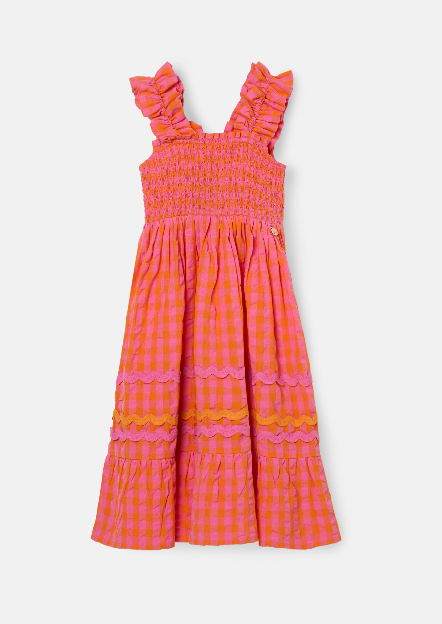 Bella Orange Ric Rac Midi Dress
