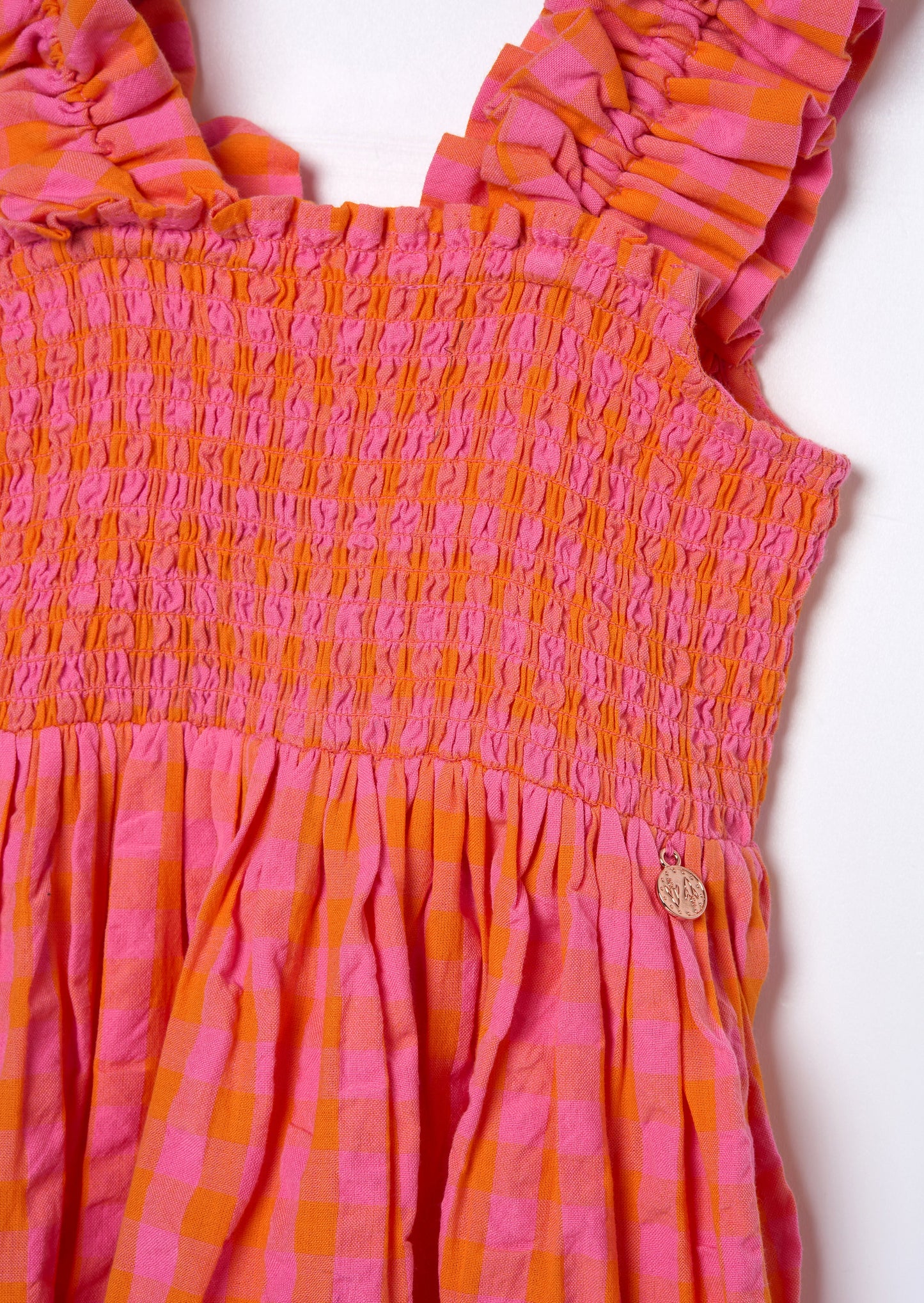 Bella Orange Ric Rac Midi Dress