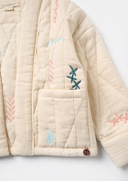 Rylee Ivory Quilted Embroidered Kimono Jacket