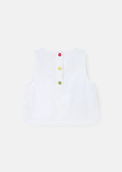 Emmie White Embroidered Shell Top
