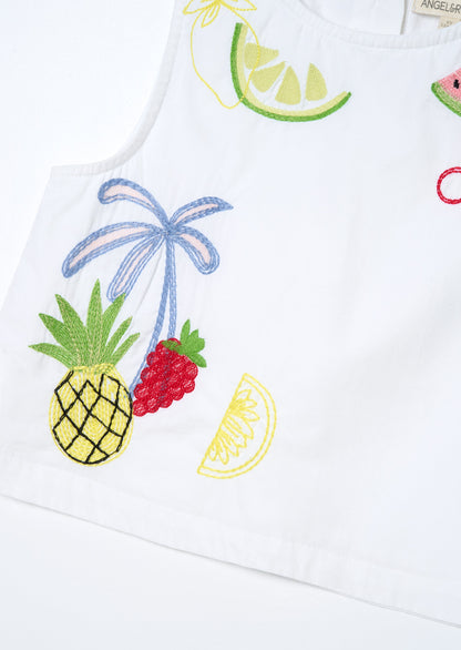 Emmie White Embroidered Shell Top