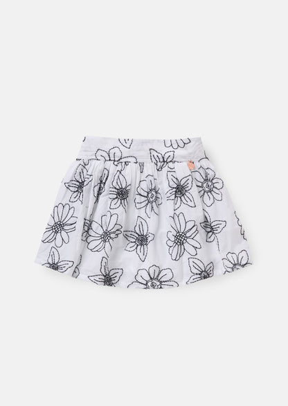 Maya White Embroidered Woven Skort