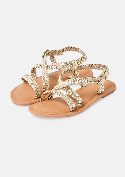 Delilah Gold Basket Weave Sandal