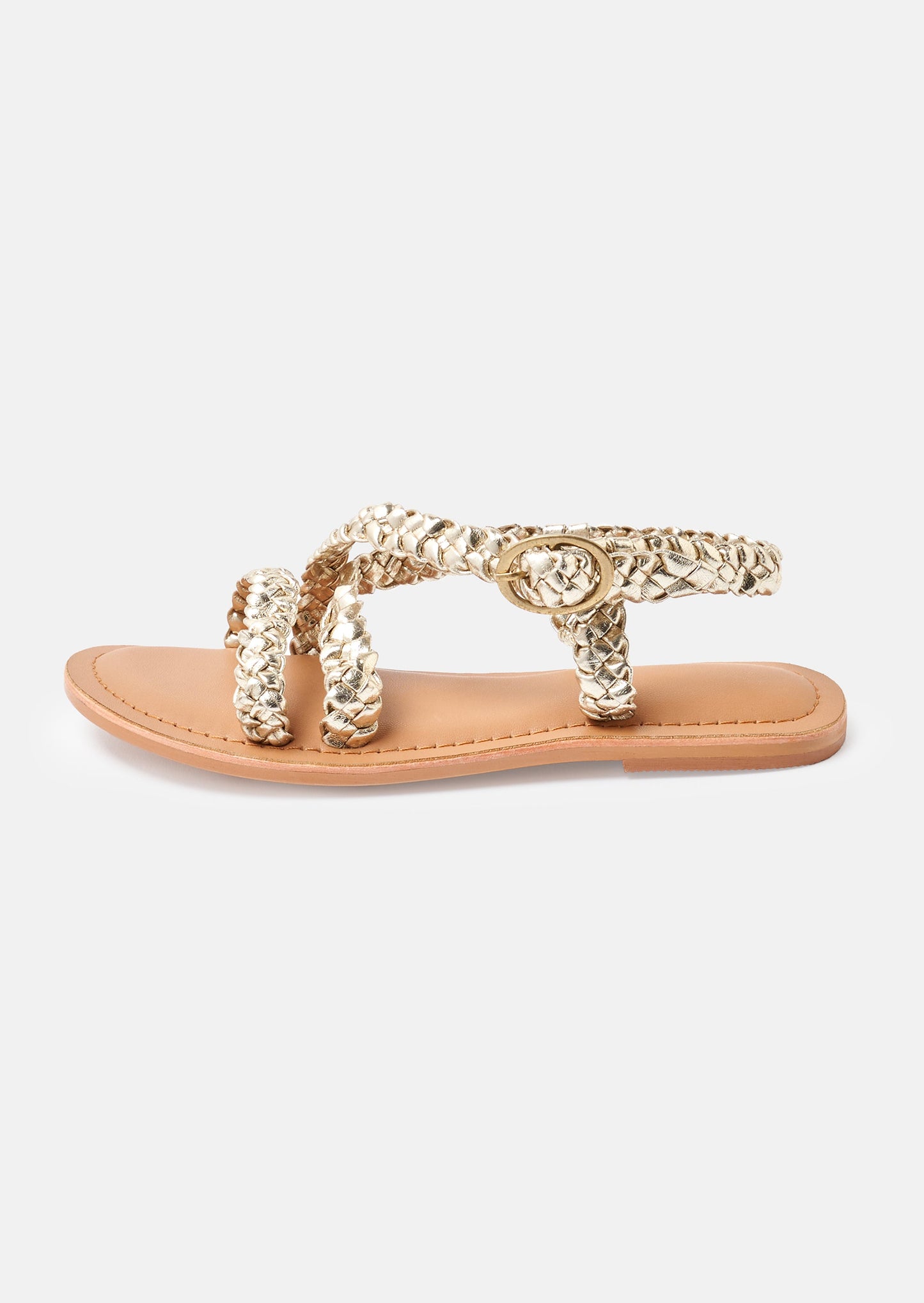 Delilah Gold Basket Weave Sandal