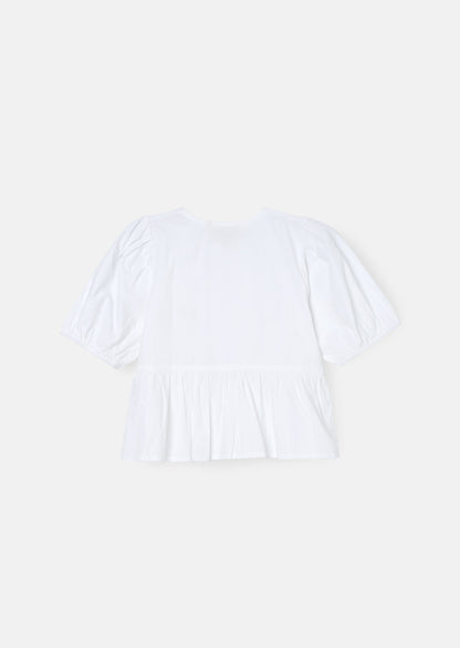 Ria White Poplin Tie Shirt