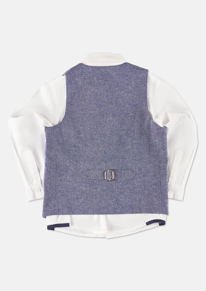 Lorenzo Blue Chambray Waistcoat Set