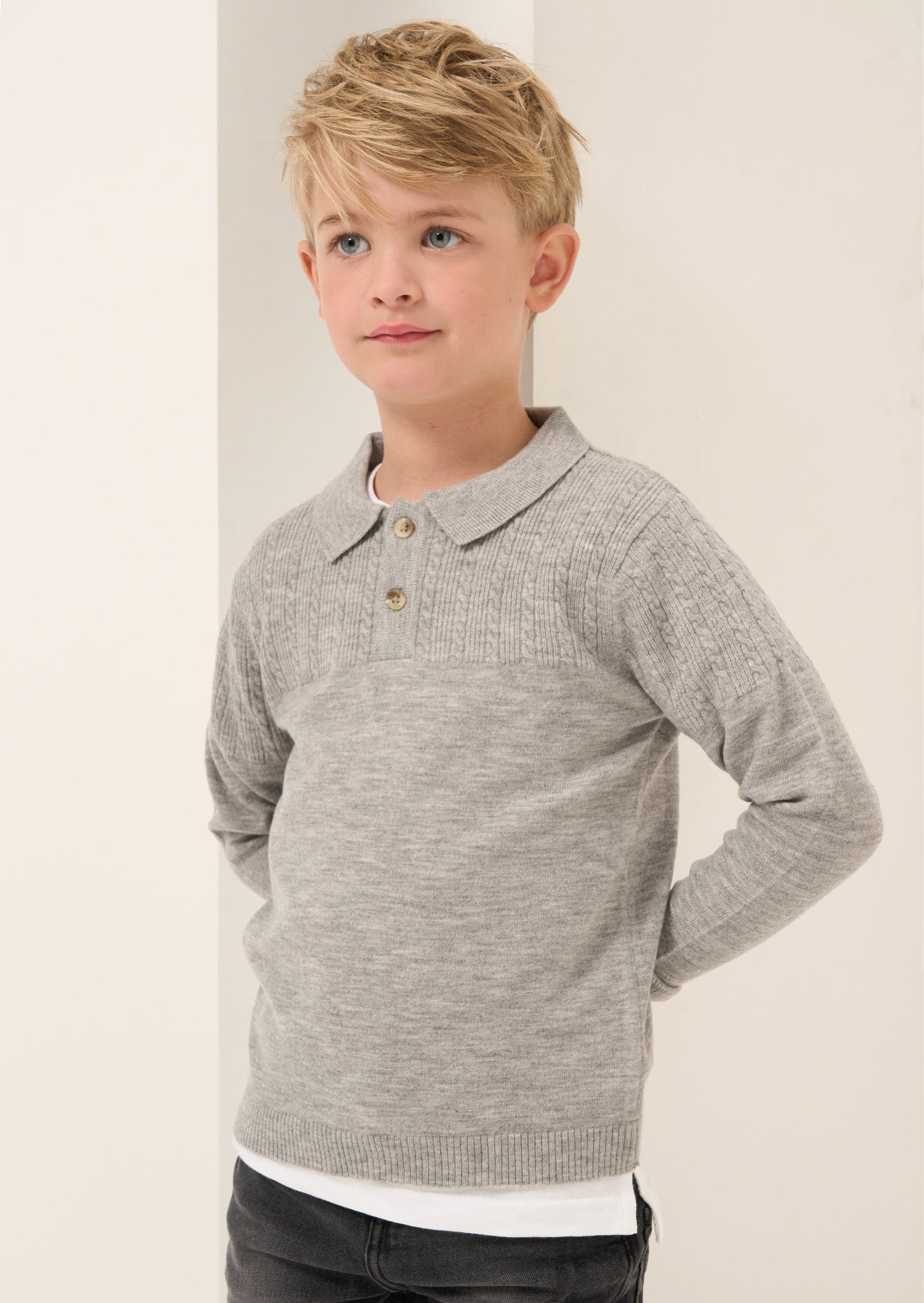 Caleb Grey Knitted Polo