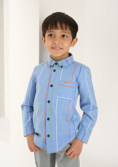 Harris Blue Embroidered Stripe Shirt